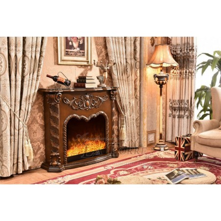 Camino elettrico Elektrokamin 120 cm classico stufa legno massello Barocco qualsiasi colore 338B
