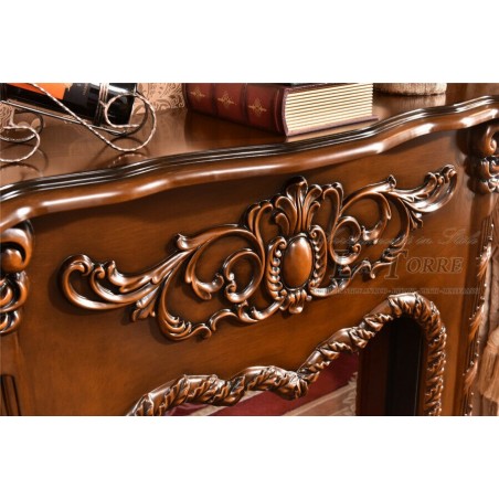 Electric fireplace Kamin fireplace solid wood Baroque English walnut 338