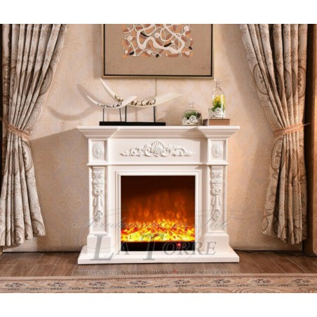 Electric fireplace Kamin fireplace solid wood Baroque English ivory 322