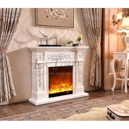 Electric fireplace Kamin fireplace solid wood Baroque English ivory 322