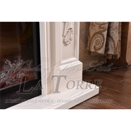 Camino elettrico Elektrokamin 120 cm classico stufa legno massello Barocco qualsiasi colore 322