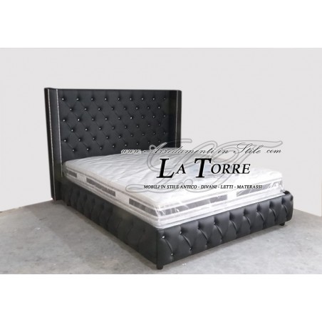 Klassisch-modernes Doppelbett mit Stauraum aus Kunstleder (Bergere).