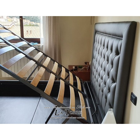 Modern design double bed in eco-leather or Onyx container fabric