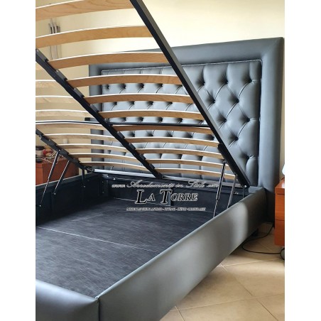 Modern design double bed in eco-leather or Onyx container fabric