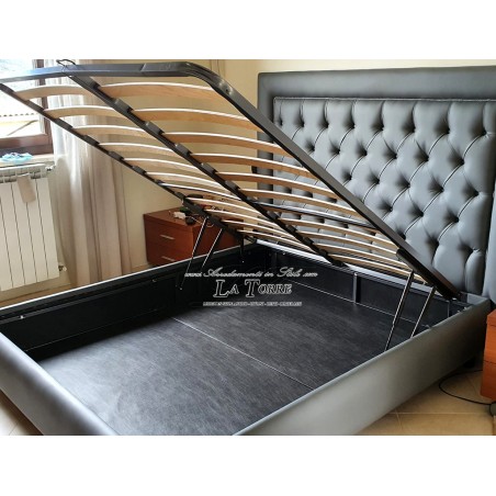 Modernes Doppelbett im Design von Öko-Leder oder Stoff mit Onyx-Stauraum