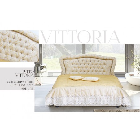 Modern design double bed in eco-leather or velvet Vittoria container