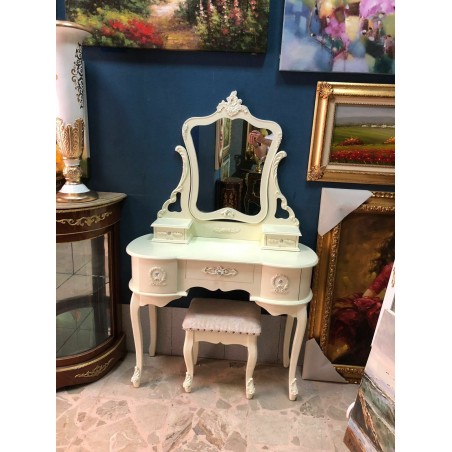 Dressing table mirror Pouf baroque style ballerina ivory Na39