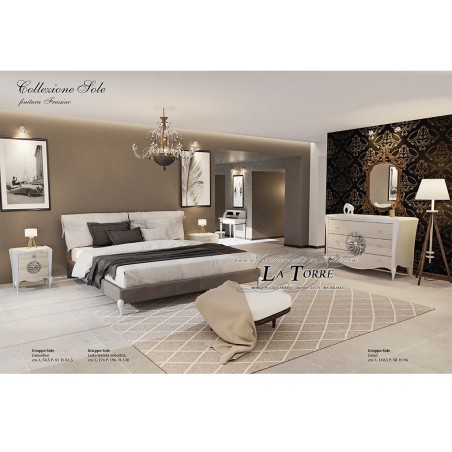 Bedroom triptych Sole night group dresser bedside table modern classic lacquered white and ash