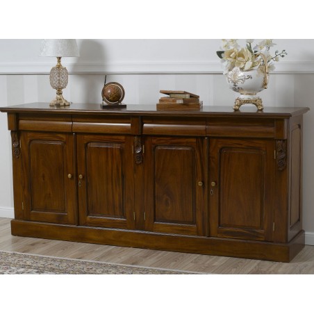 Servante Gisselle Sideboard im englischen Stil, Buffet, TV-Schrank, Fax, Ministerial, Presidential, Walnuss, 4 Türen, 4
