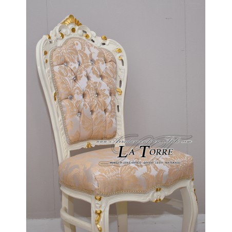 Armchair Chair Still Louis XV Baroque Wood damask fabric swarovski lilies AL1826