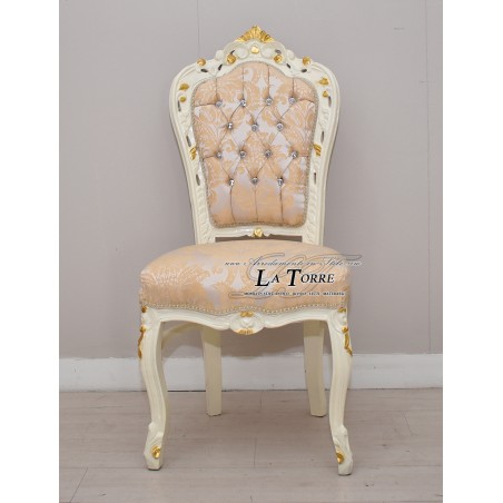Armchair Chair Still Louis XV Baroque Wood damask fabric swarovski lilies AL1826