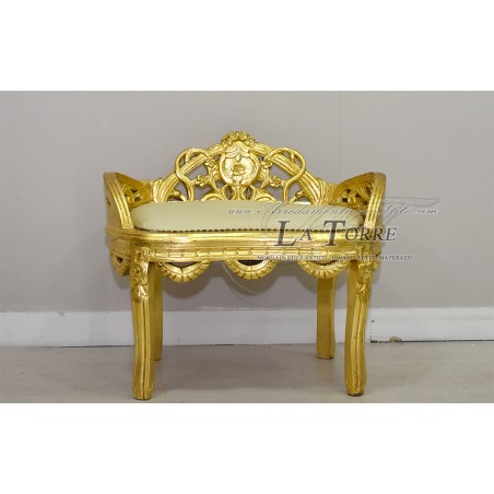 Dormeuse oval bench Louis XV Baroque gold champagne eco-leather AL6265