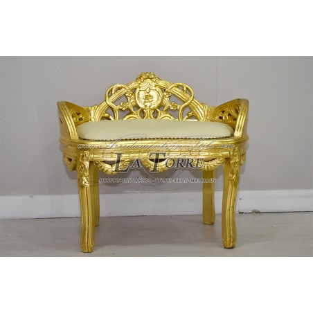 Louis XV Barock ovale Bankliege, Gold-Champagner-Kunstleder AL6265
