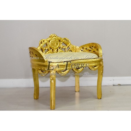 Dormeuse oval bench Louis XV Baroque gold champagne eco-leather AL6265