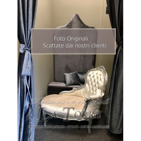 Louis XV bench silver daybed bench gray velvet Baroque settee AL3558