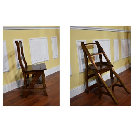Victorian style ladder chair English ladder bookcase walnut solid wood Na35