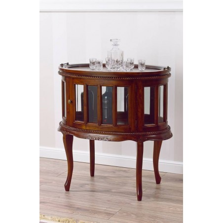 Coloniale oval coffee table showcase English style bottle holder bar cabinet walnut Na30
