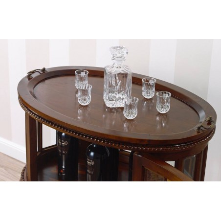Coloniale oval coffee table showcase English style bottle holder bar cabinet walnut Na30