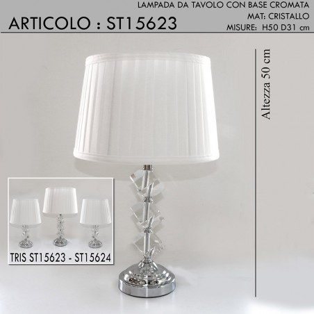 Table lamp abat jour with modern classic crystal lampshade chrome light H 50 15615
