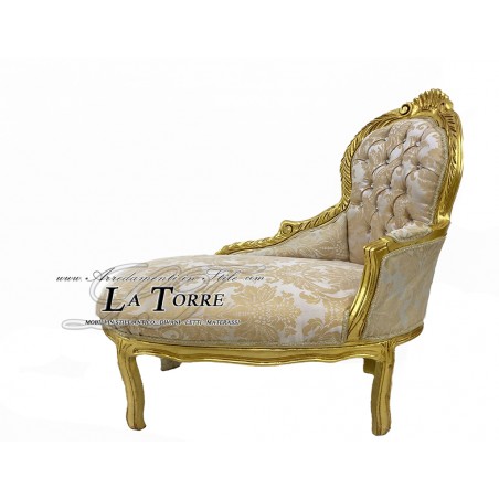Panchetta Luigi XV panca dormeuse oro tessuto damascato divanetto Barocco AL3558