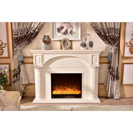 Classic electric fireplace solid wood stove Baroque English white 332B