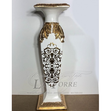 Colonna capitello alzatina ceramica avorio oro portaoggetti portavaso vi06