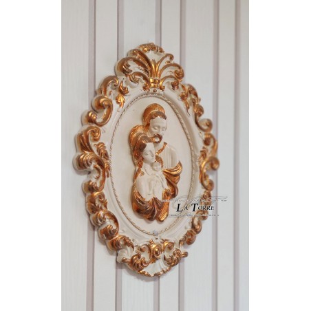 Baroque picture frame bedside copoletto ceramic Holy Family