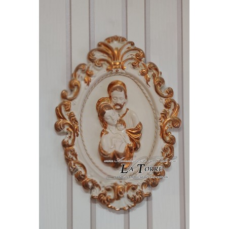 Barockes Keramik-Kopfteilbild der Heiligen Familie