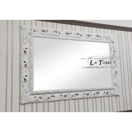 Classic mirror Perforated frame GGB baroque style white wooden picture