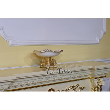 Confetti holder ceramic backsplash ivory gold centerpiece ornament Vi19