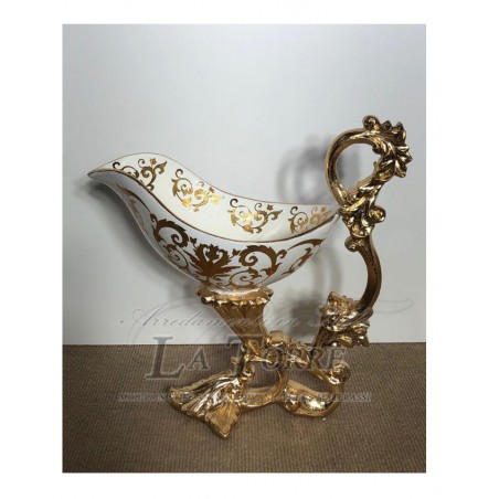 Versatoio Jatte ceramica centrotavola avorio oro soprammobile Vi24