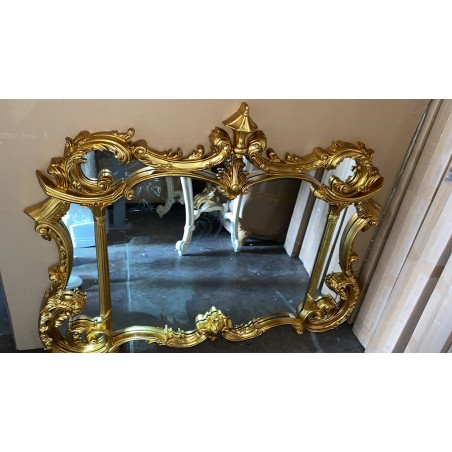 Klassischer Spiegel mit Blattgoldauflage im Antikstil, barockes Kristallglas, Wandmontage Pu243