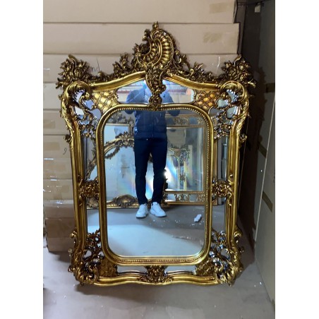 Classic gold leaf wall mirror antique style baroque cut glass FA906