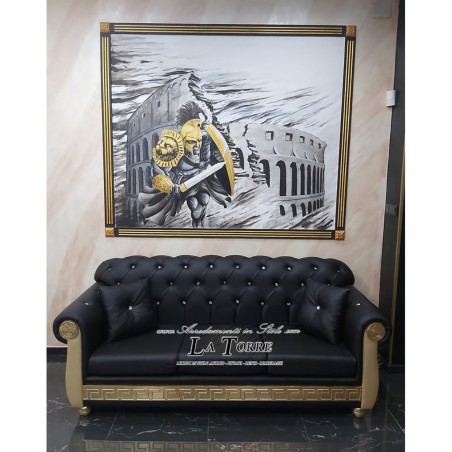 Divano letto 3 posti rete e materasso Chesterfield moderno ecopelle o velluto qualsiasi colore swarovski AZ03