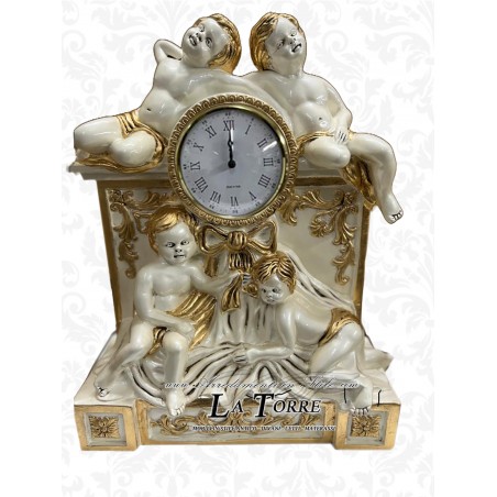 Silik table clock with antique baroque style gold putto clock R67