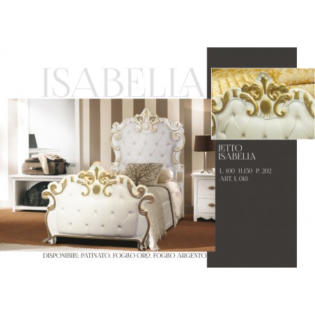 Baroque single bed bedroom set in gold, silver or patinated wood ISABELLA