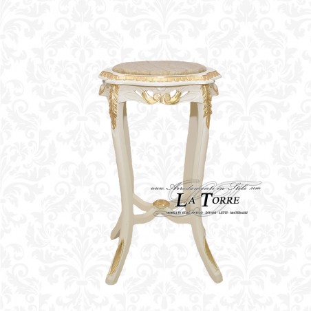 Baroque coffee table with ivory wood backsplash with gold leaf details in Louis XV marble k107