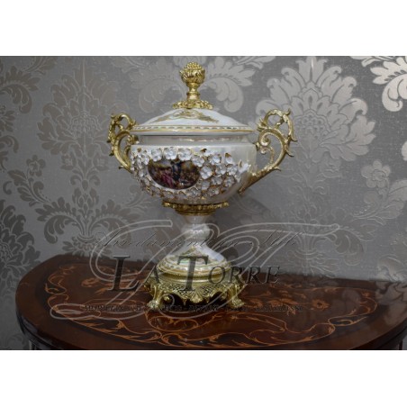 Chocolates holder cup in white painted porcelain home furnishing ornament P19
