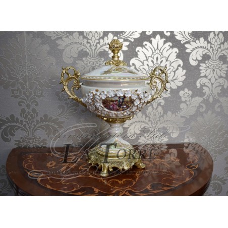 Chocolates holder cup in white painted porcelain home furnishing ornament P19