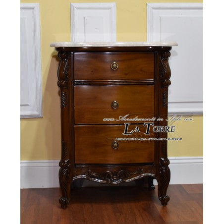 Triptych Gerald bedroom night group dresser bedside table drawers polished walnut cream marble Na14