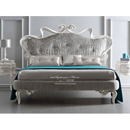 Baroque container double bed in eco-leather velvet in any color Mary