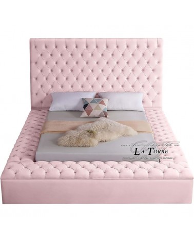 Modernes Doppelbett Brooke mit Stauraum in Kunstleder oder Samt, in jeder Farbe