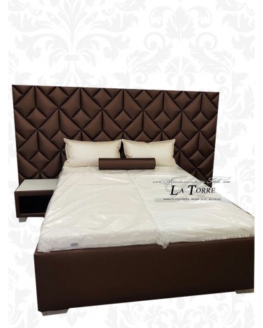 Taylor double bed with modern classic eco-leather or velvet container
