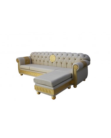 Divano 4 posti penisola rete e materasso chesterfield moderno dea medusa ecopelle qualsiasi colore greca swarovski AZ07