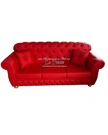 3-Sitzer-Schlafsofa mit Chesterfield-Matratze und -Untergestell, modernes Öko-Leder oder Samt, jede Farbe, Swarovski AZ03