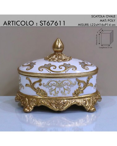 Schmuckkästchen aus elfenbein- und goldfarbener Keramik, Tischdekoration ST67611