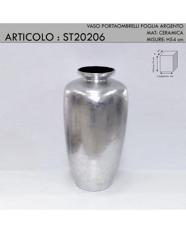 Portaombrello moderno anfora vaso coppa ceramica foglia argento ST20206