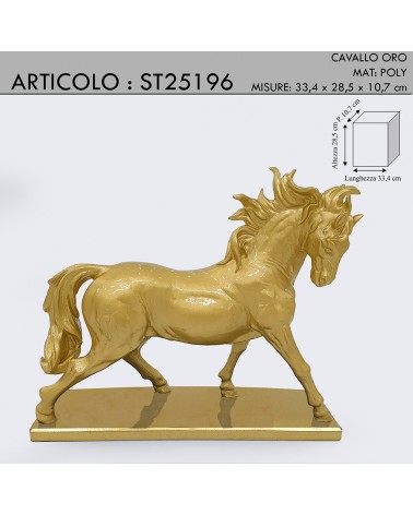 Goldene Skulptur eines galoppierenden Pferdes, Ornamentstatue ST25196 cm