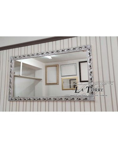 Specchiera specchio classico cornice traforata barocco quadro su misura argento GM224arg