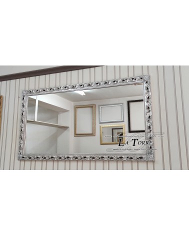 Specchiera specchio classico cornice traforata barocco quadro su misura argento GM224arg